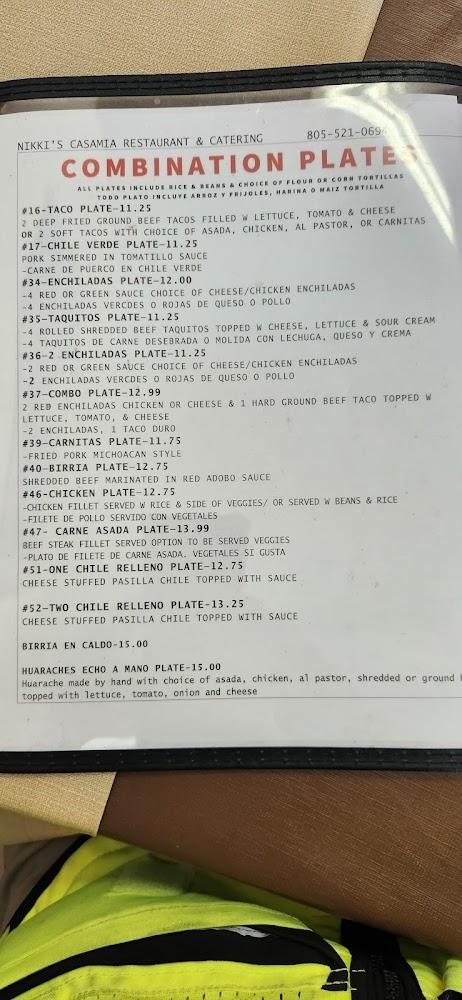 Nikki's Casamia Restaurant & Catering Menu image 1